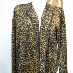 Chico's Velour Leopard Print Open-Front Jacket